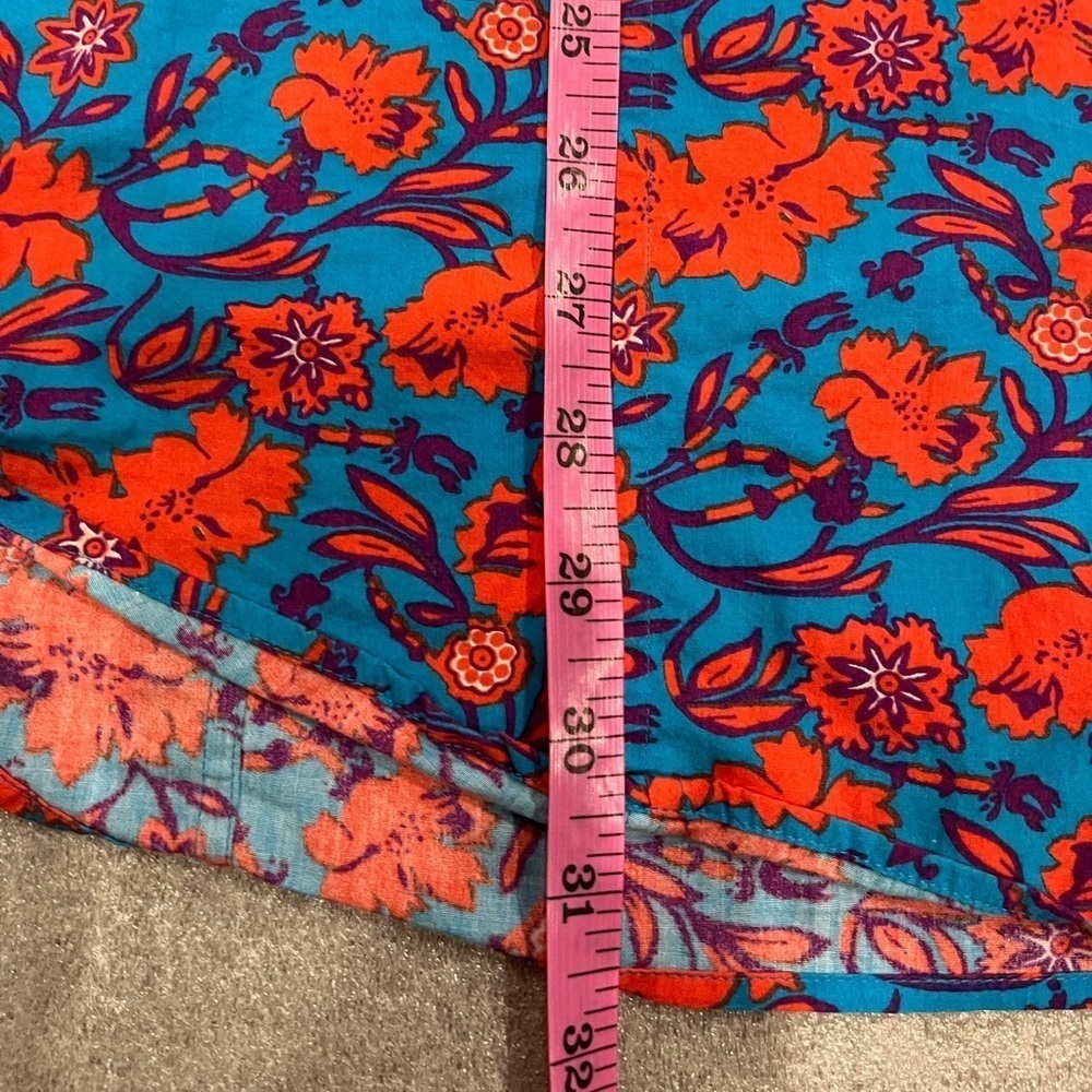 [43/17.5]Coton Doux Floral Button-Up Shirt in Red and Blue - Picture 4 of 6